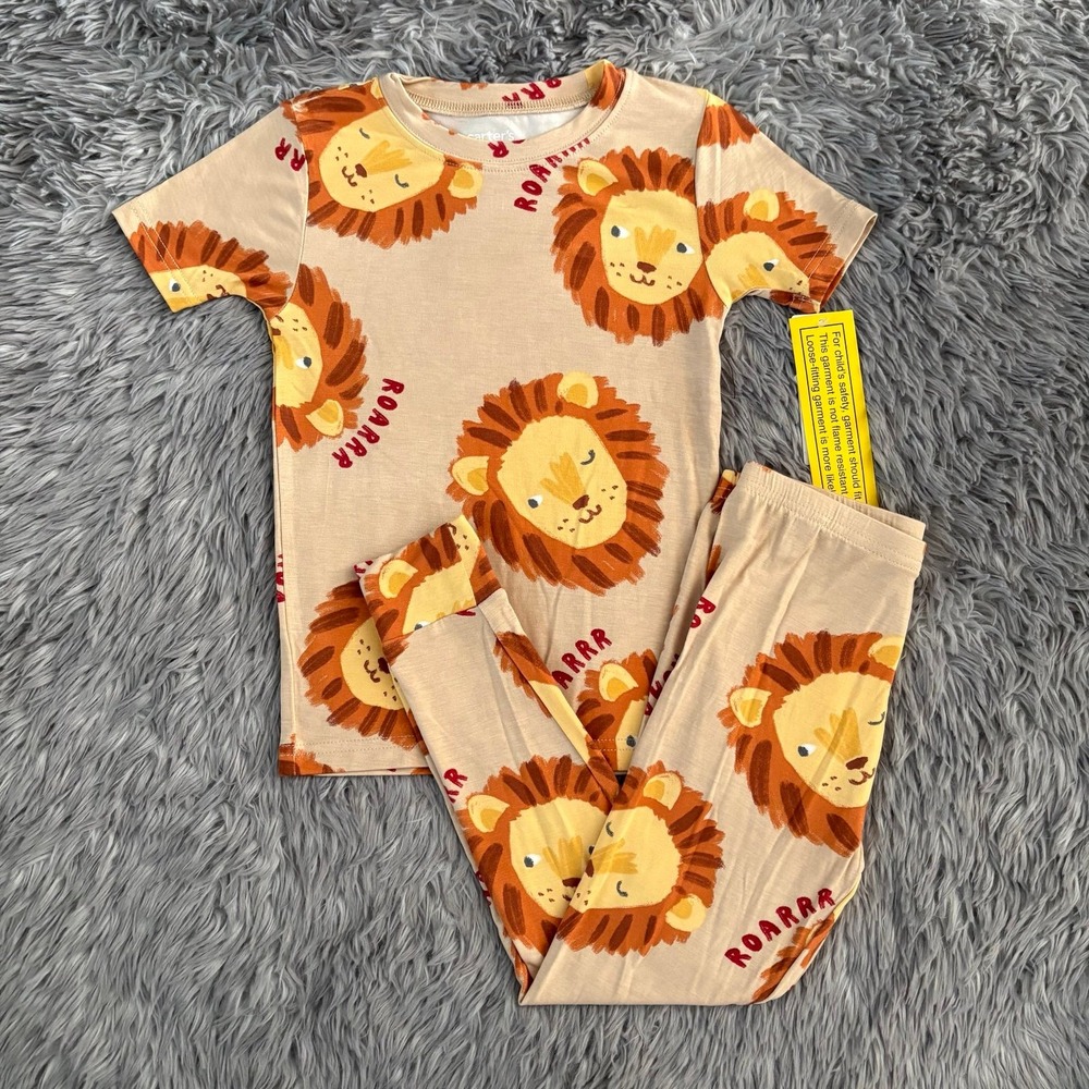 Carters Bamboo Pajama Set Lions Toddler Gender Neutral Soft Stretchy NEW